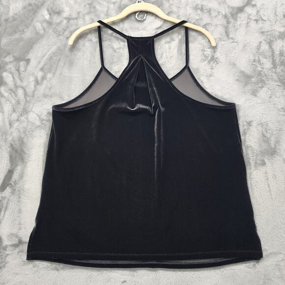 Gap Top Womens L Black Plush Velvet Strappy Racerback Pleat Side Slit Holiday - Picture 2 of 9